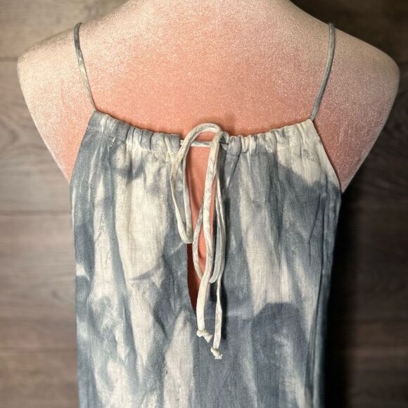 REVOLVE Krisa High-Low Linen Halter Tie Maxi Dress, White/Steel Blue. Small. NWT - Picture 8 of 16